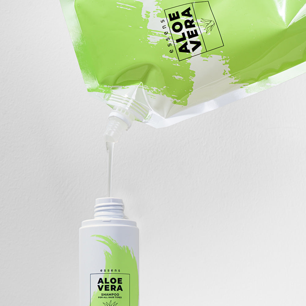 Aloe Vera Shampoo set for coloured and dry hair with refill