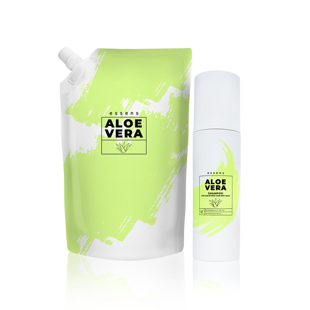 Aloe Vera Shampoo set for coloured and dry hair with refill