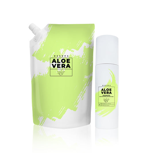 Aloe Vera Shampoo set for coloured and dry hair with refill